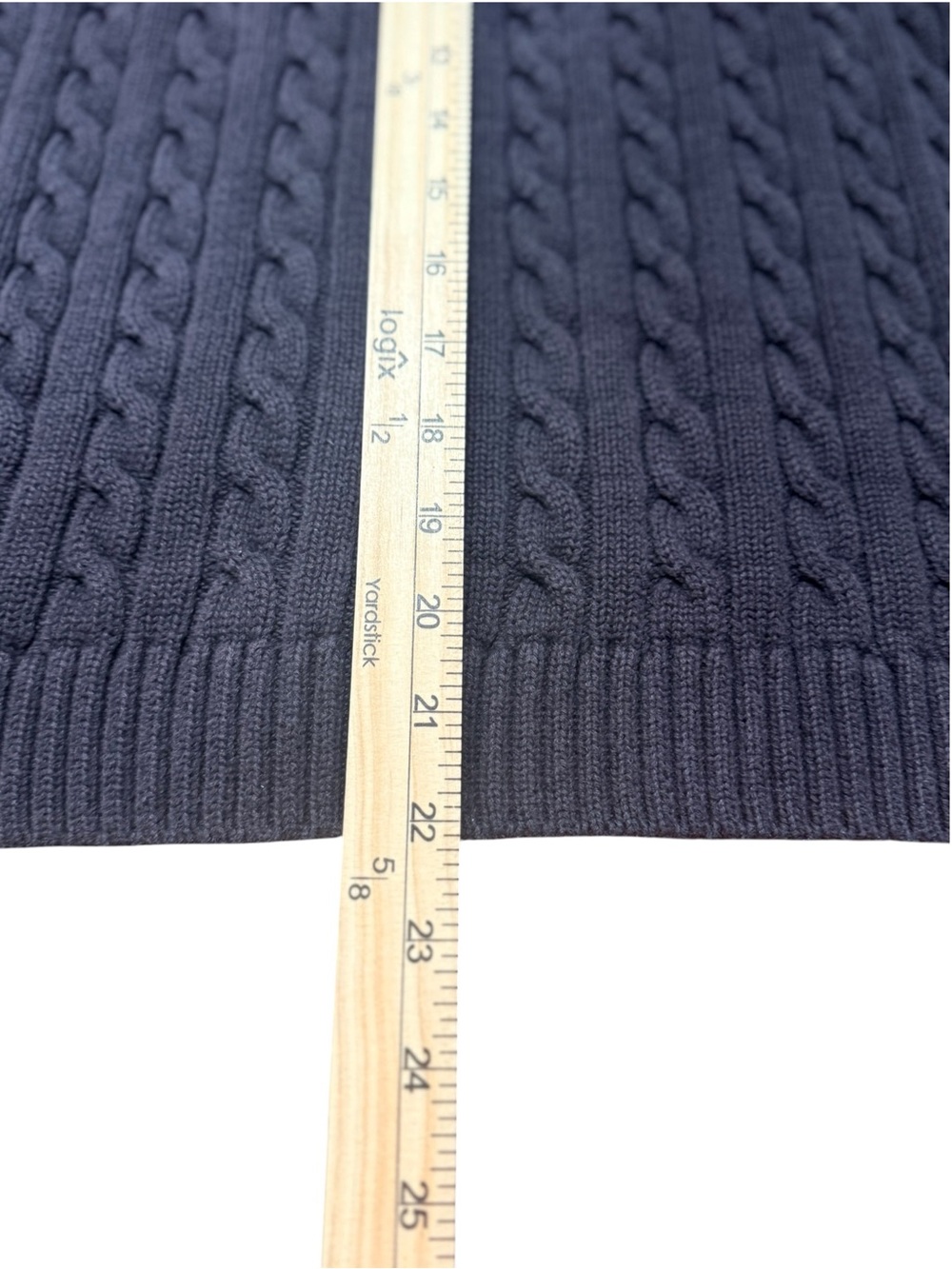 L.L.Bean Women’s L black 100% Cotton Cable Knit Cardigan Sweater - Picture 7 of 9